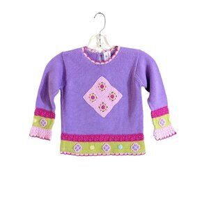 Hannah Andersson Girls Sweater Pastel Purple Size 110 Girls 5 Knit Cotton Floral